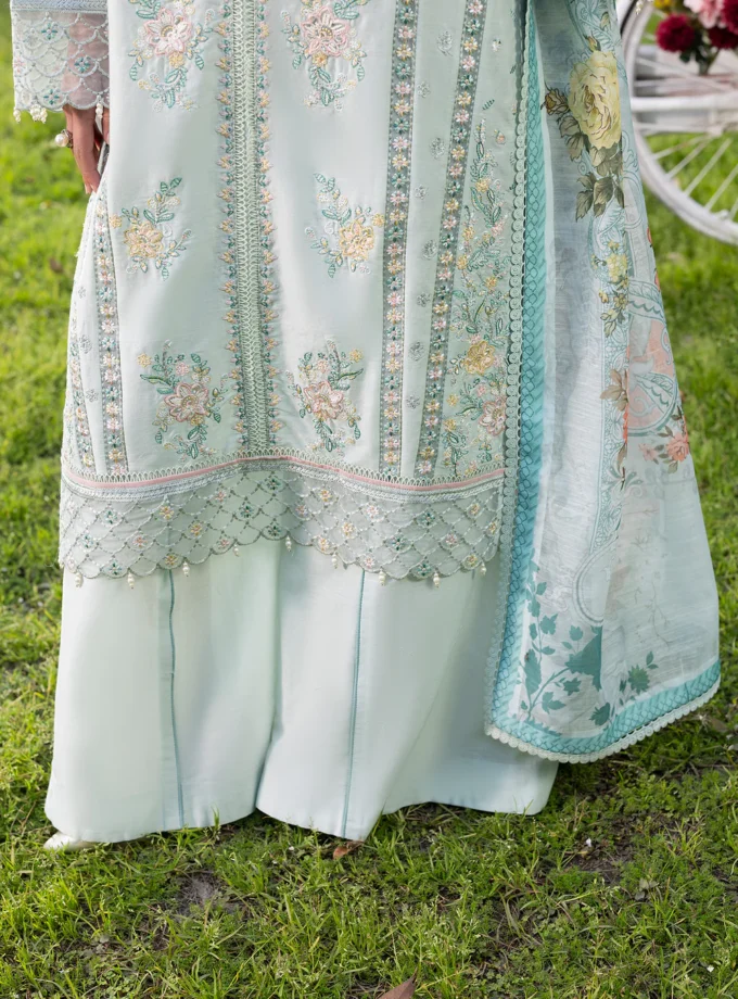 Zarqun fancy lawn suit ice blue - 1615