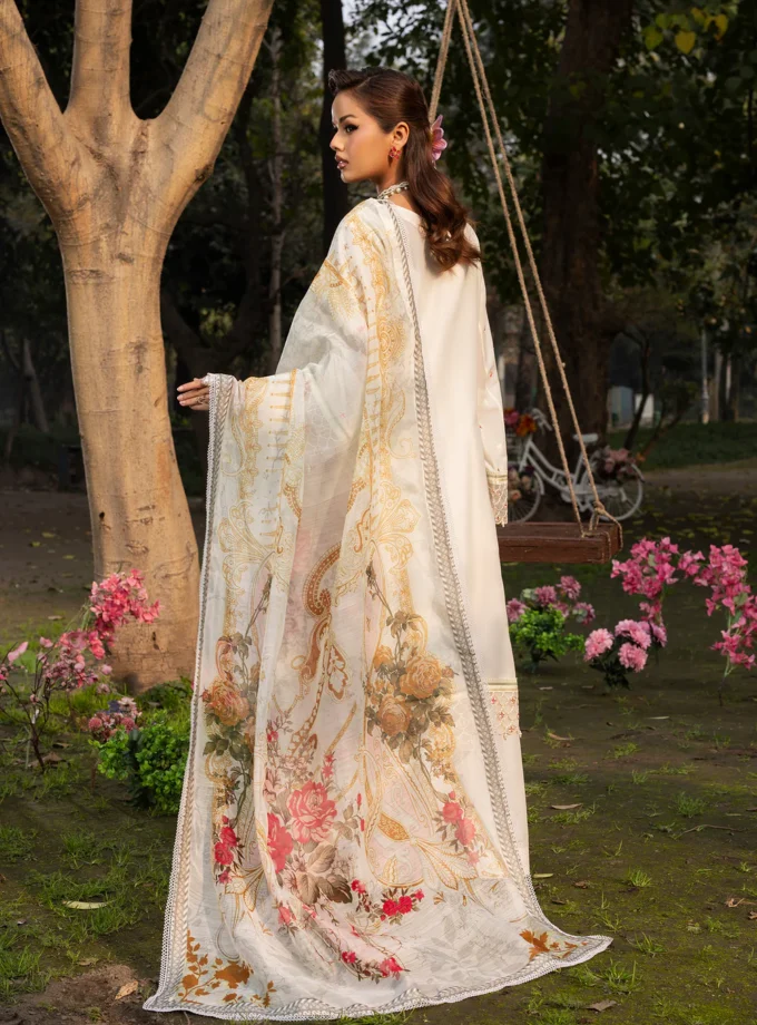 Zarqun fancy lawn suit ivory - 1618