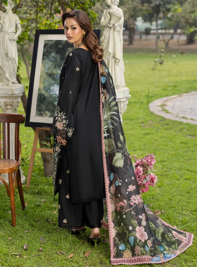 Zarqun fancy lawn suit black - 1619