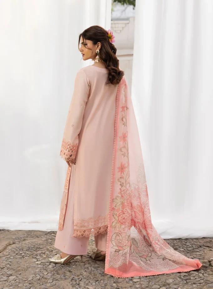 Zarqun fancy lawn suit peach pink - 1610