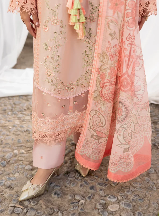 Zarqun fancy lawn suit peach pink - 1610