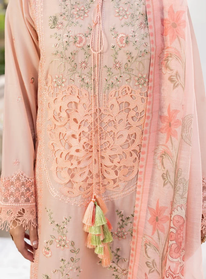 Zarqun fancy lawn suit peach pink - 1610