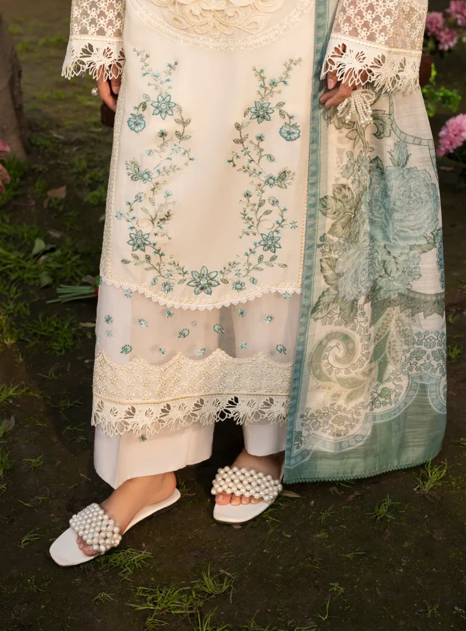 Zarqun fancy lawn suit ivory - 1610
