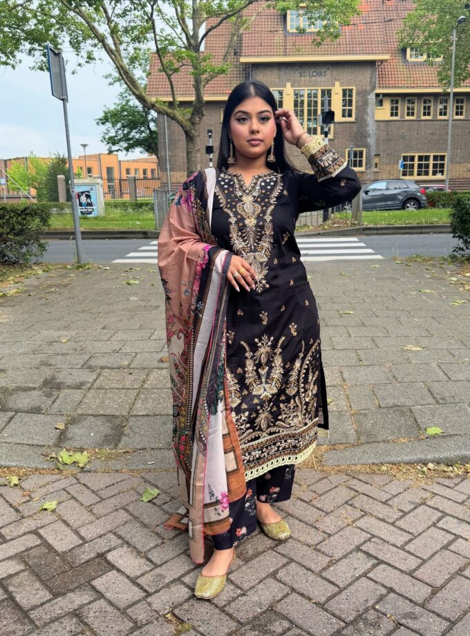 Johra lawn suit met lawn dupatta - Amber