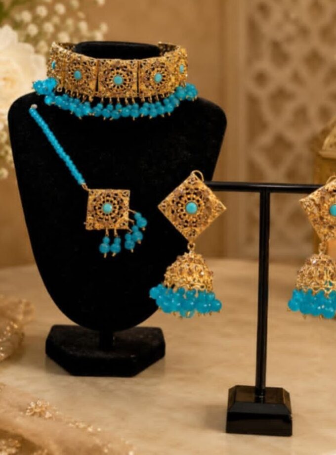 Sieradenset 1066- goud met turquoise