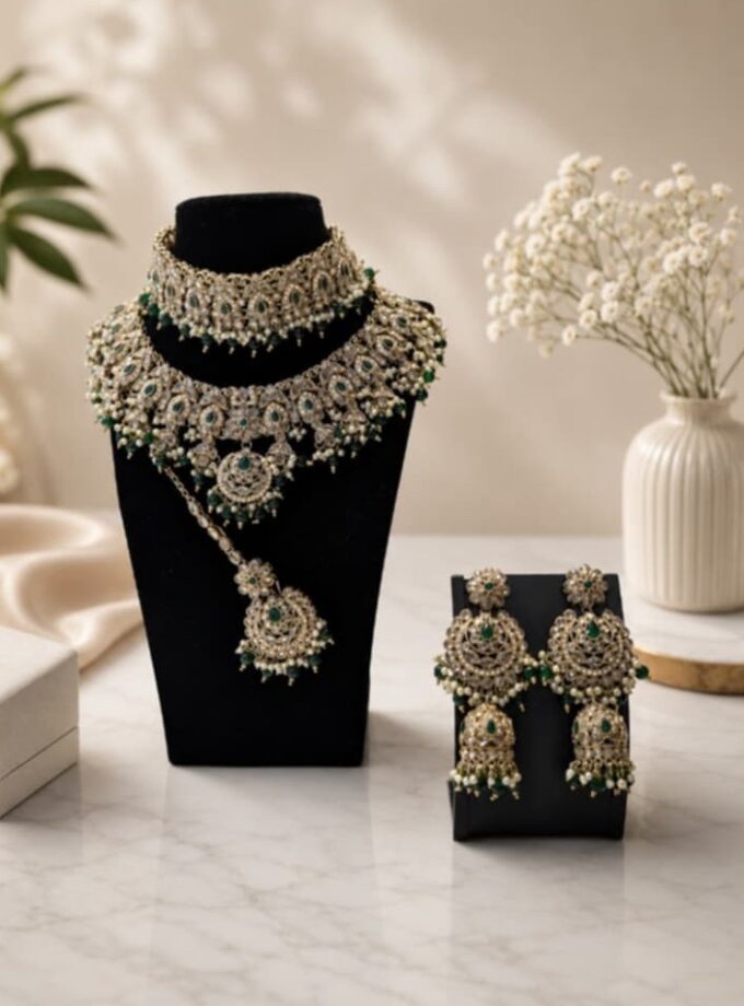 Sieradenset 1065- goud met groen