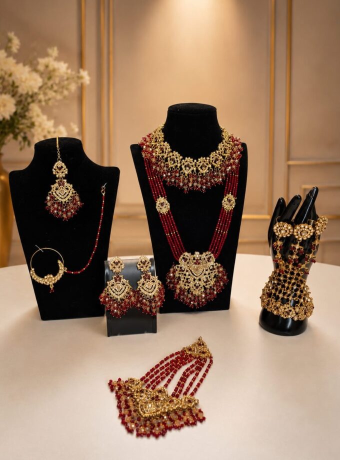 Bridal set bordeaux en goud op goud - 1535