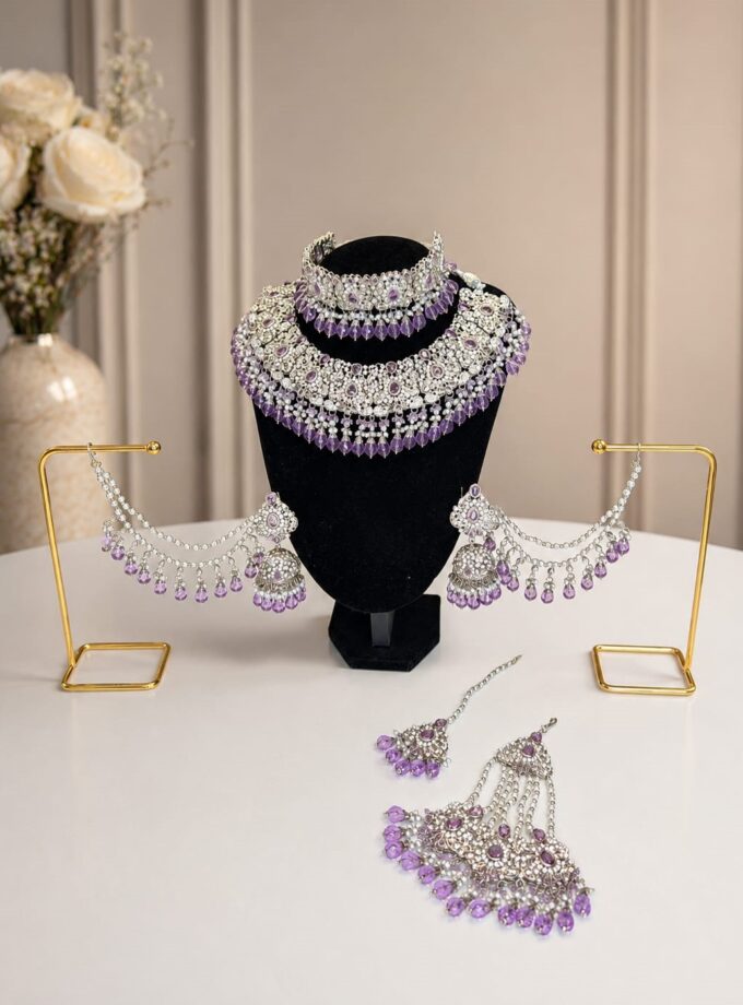 Bridal set lila met zilver- 1528