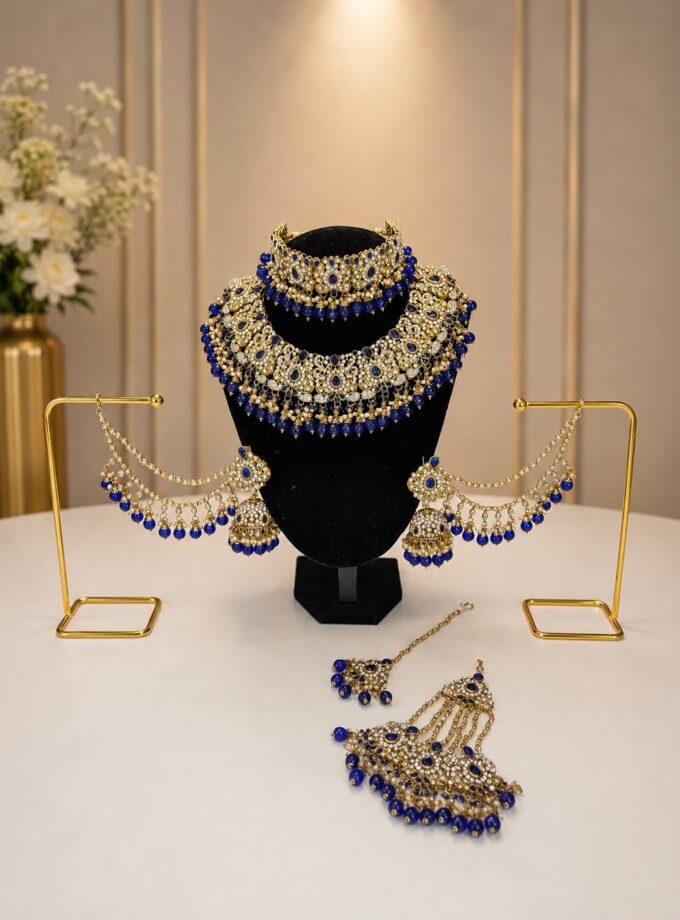 Bridal set koningsblauw met goud- 1531