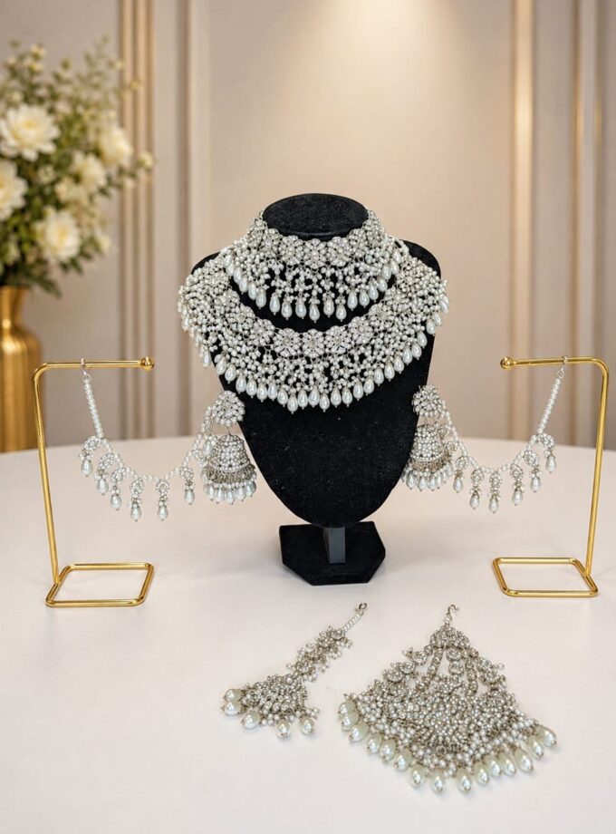 Bridal set wit met zilver- 1529