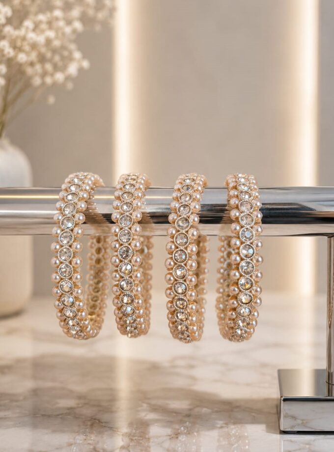 Set van 4 chooriyaan - 16464 champagnekleur