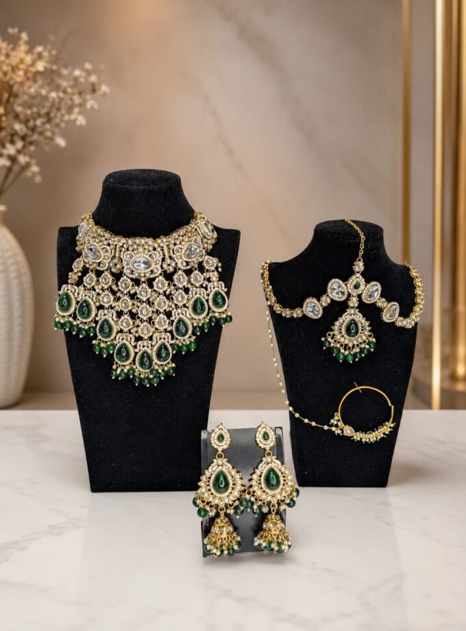 Bridal set groen op goud - 1537