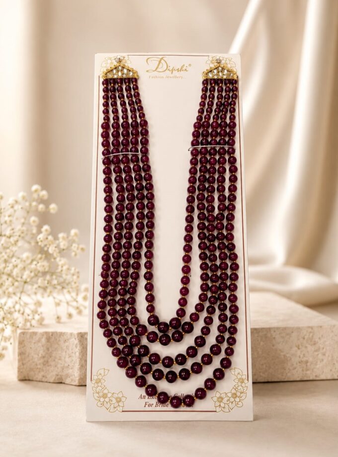 Mala necklace heren- bordeauxrood 0006