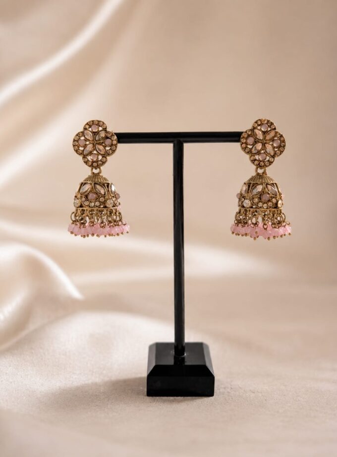 Jhumka - Goud met roze 031