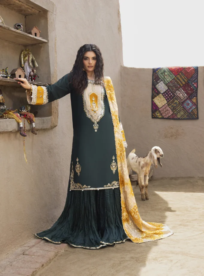 Zarqun raw silk sharara 1353- 3 delig