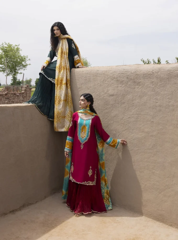 Zarqun raw silk sharara 1353- 3 delig