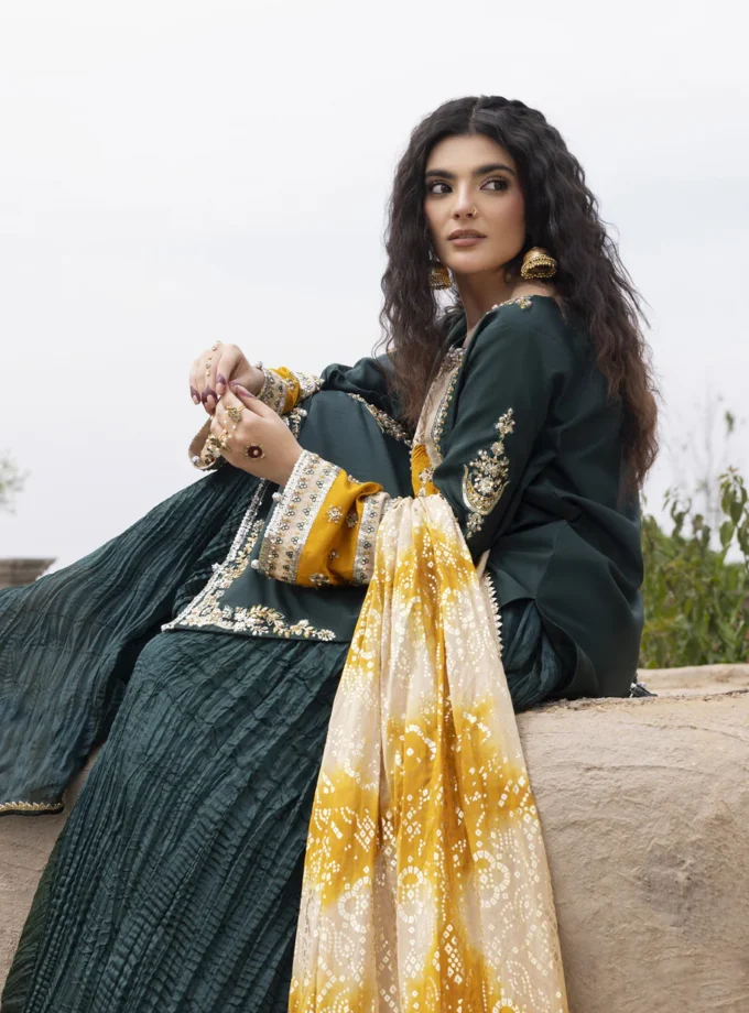 Zarqun raw silk sharara 1353- 3 delig