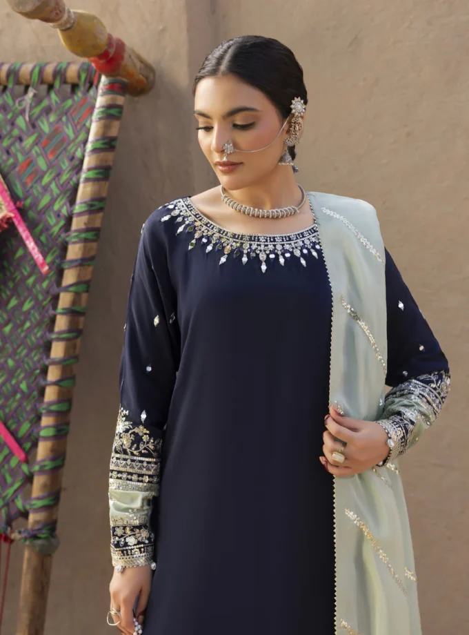 Zarqun raw silk sharara 1358- 3 delig