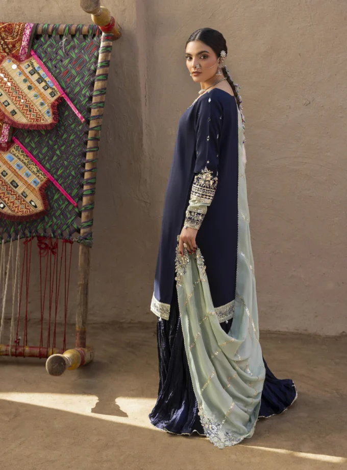 Zarqun raw silk sharara 1358- 3 delig