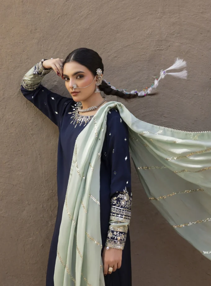 Zarqun raw silk sharara 1358- 3 delig