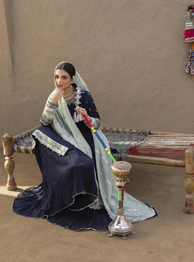 Zarqun raw silk sharara 1358- 3 delig