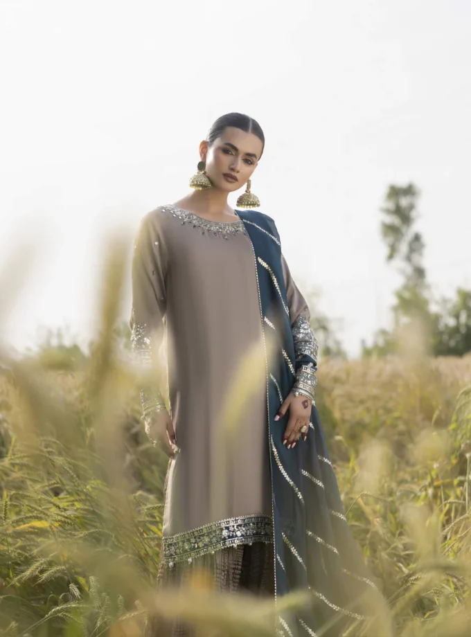 Zarqun raw silk sharara 1352- 3 delig