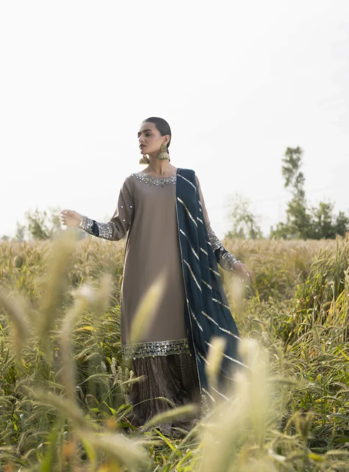 Zarqun raw silk sharara 1352- 3 delig