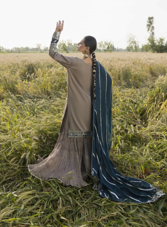 Zarqun raw silk sharara 1352- 3 delig