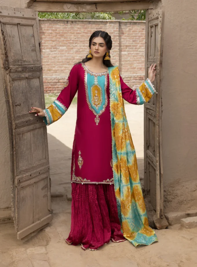 Zarqun raw silk sharara 1354- 3 delig