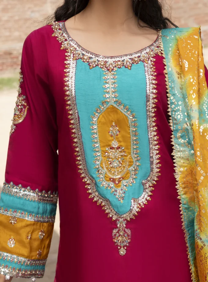 Zarqun raw silk sharara 1354- 3 delig