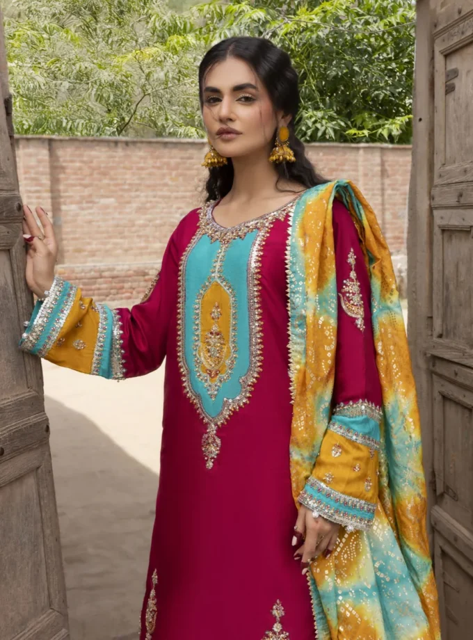 Zarqun raw silk sharara 1354- 3 delig