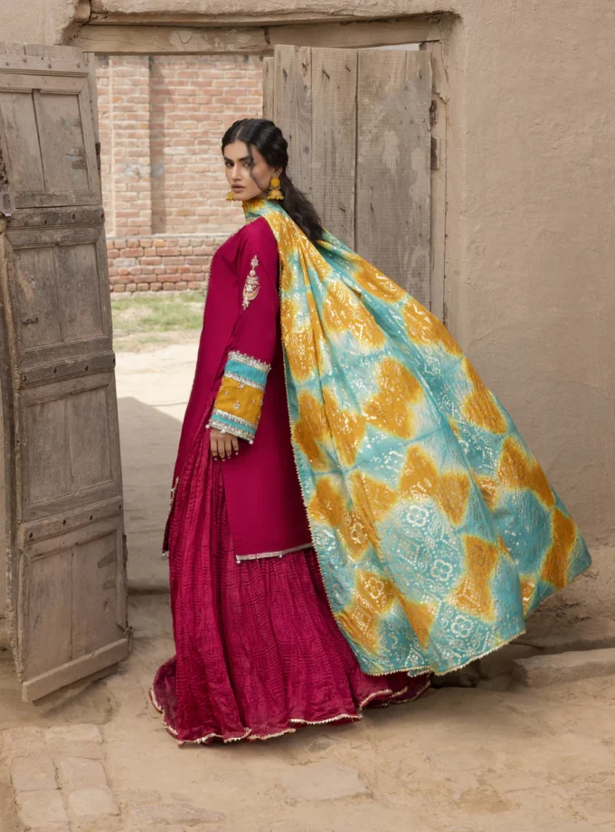 Zarqun raw silk sharara 1354- 3 delig