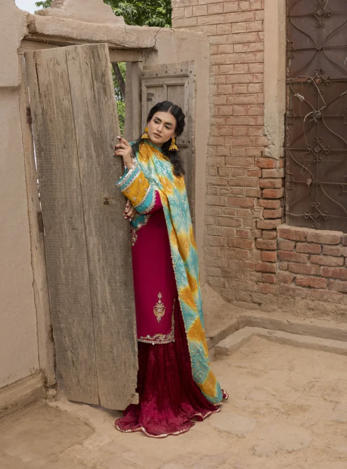 Zarqun raw silk sharara 1354- 3 delig