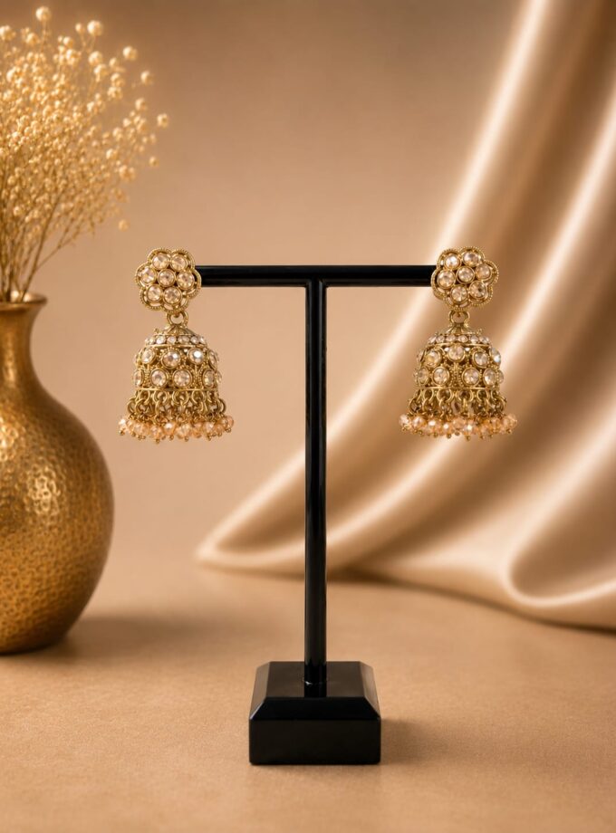 Jhumka - Goud met champagnekleur 041