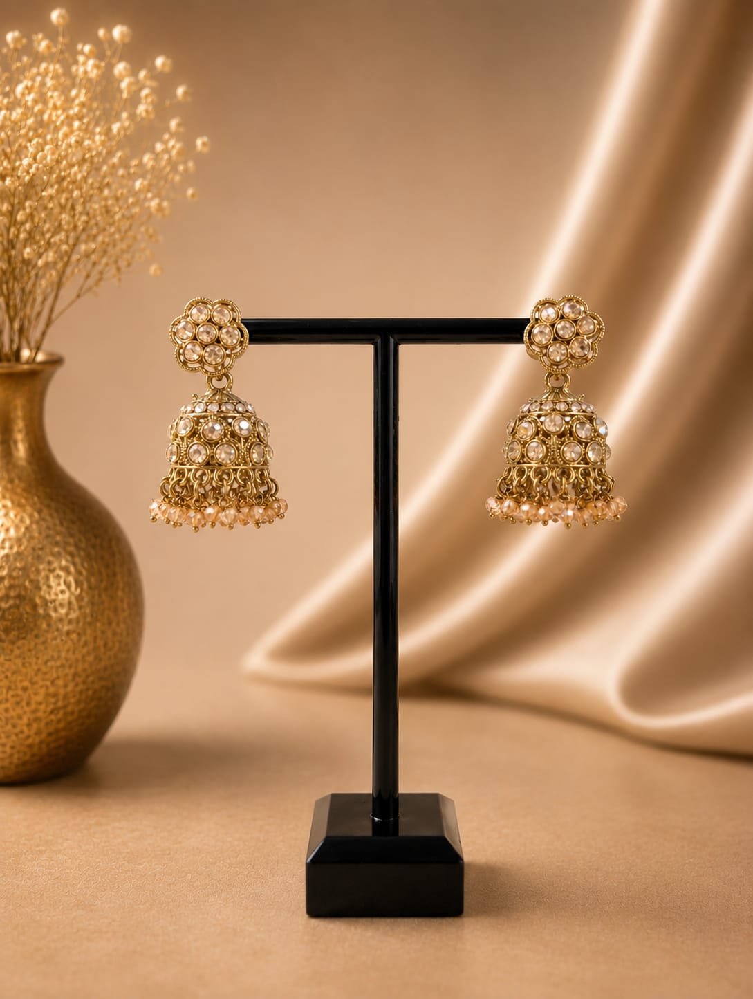 Jhumka - Goud met champagnekleur 041