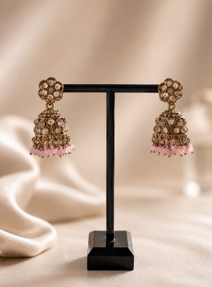 Jhumka - Goud met roze 032