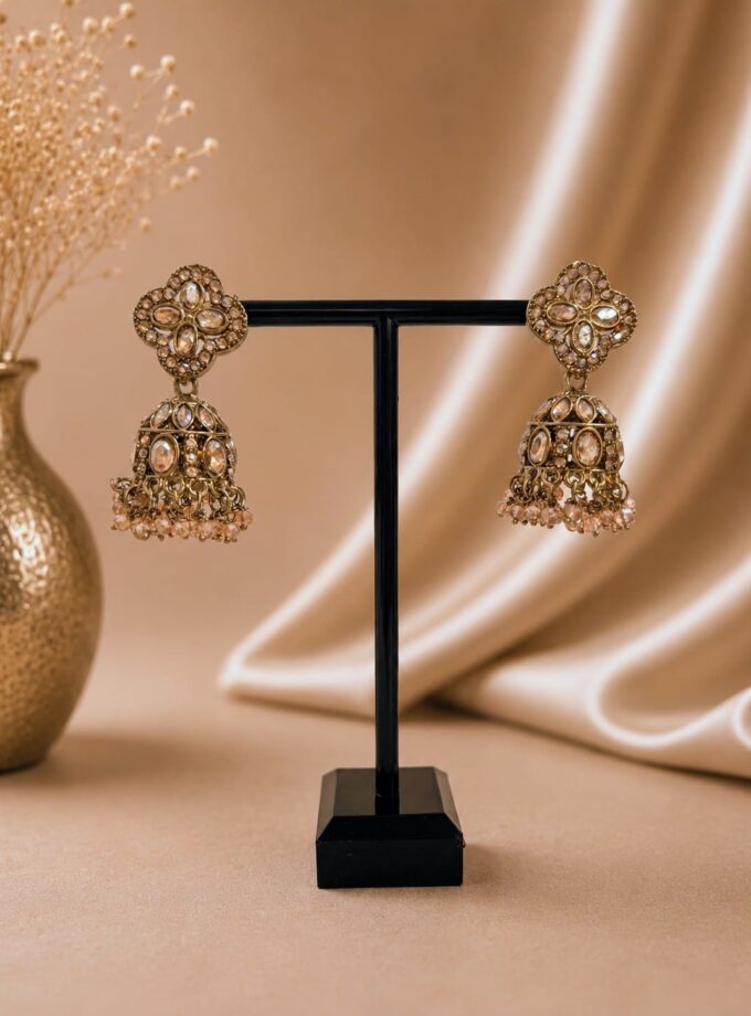Jhumka - Goud met champagnekleur 044