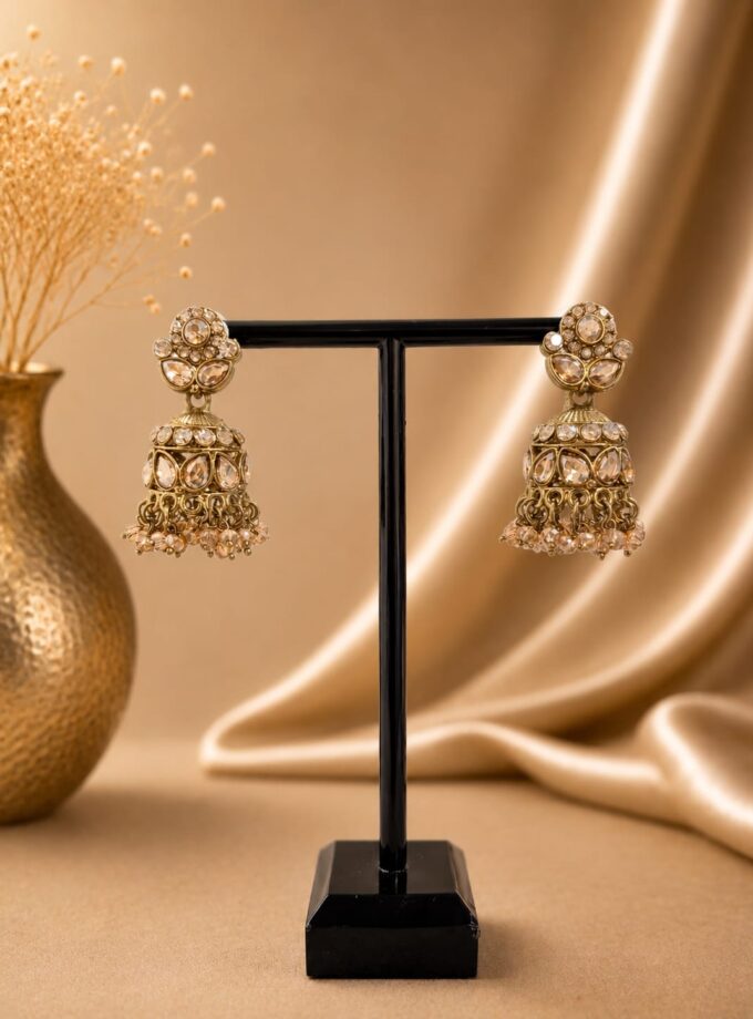 Jhumka - Goud met champagnekleur 043