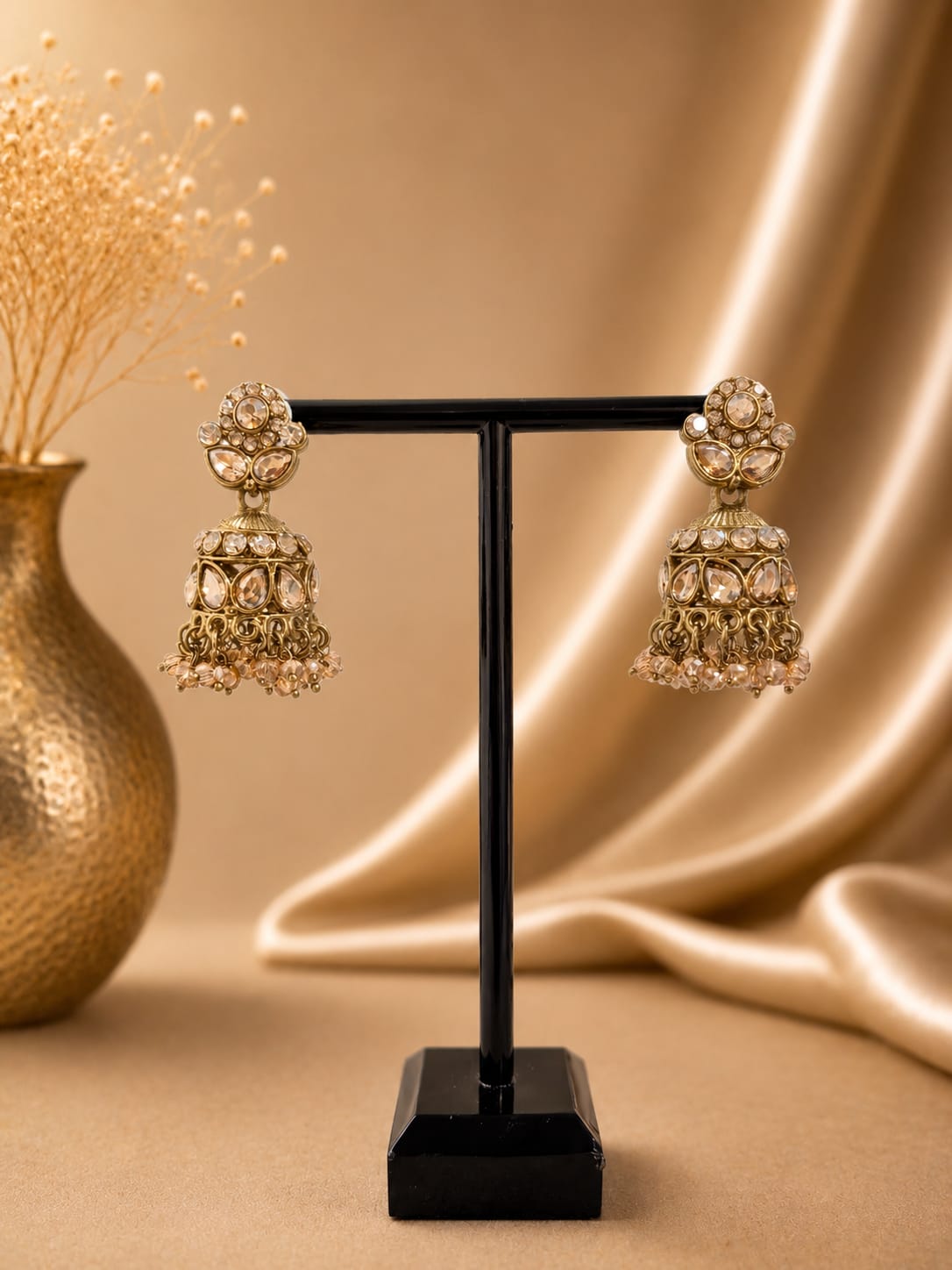Jhumka - Goud met champagnekleur 043
