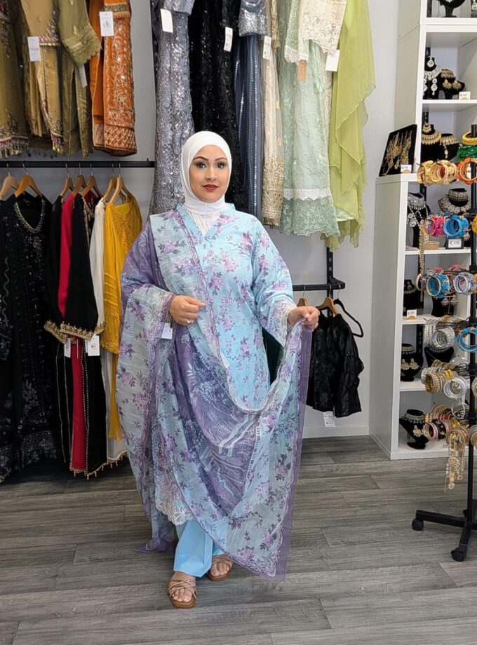 Zellbury lawn chikankari 3 delig – Janaan