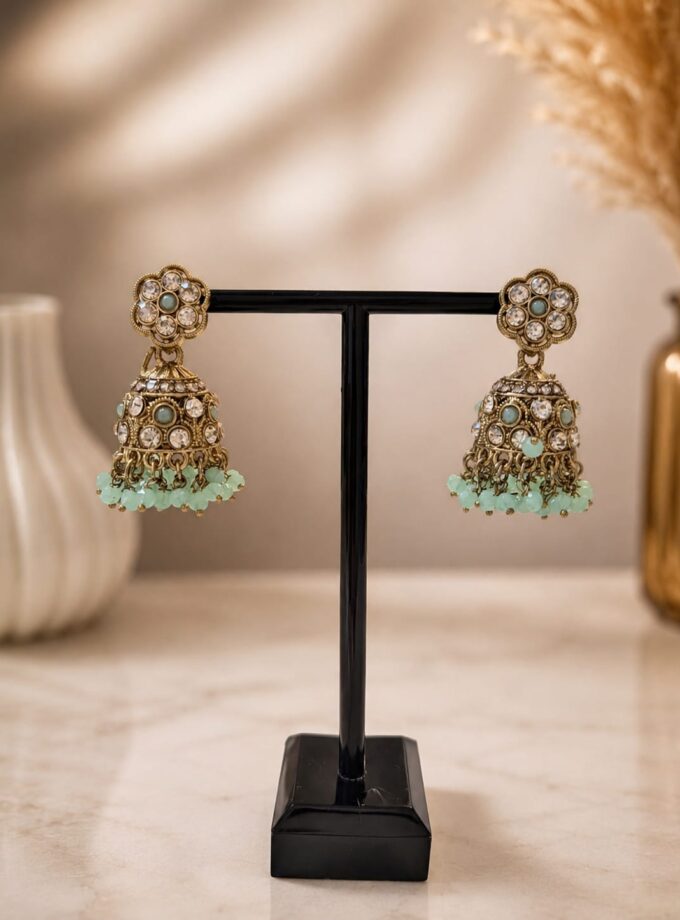 Jhumka - Mintgroen met goud 066