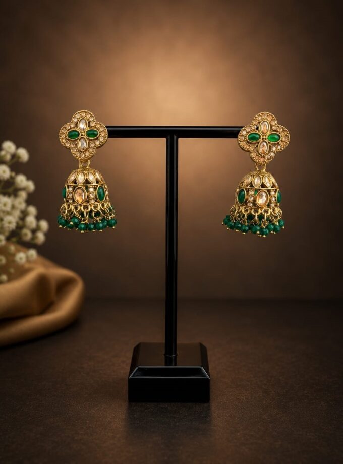 Jhumka - Goud met groen 026