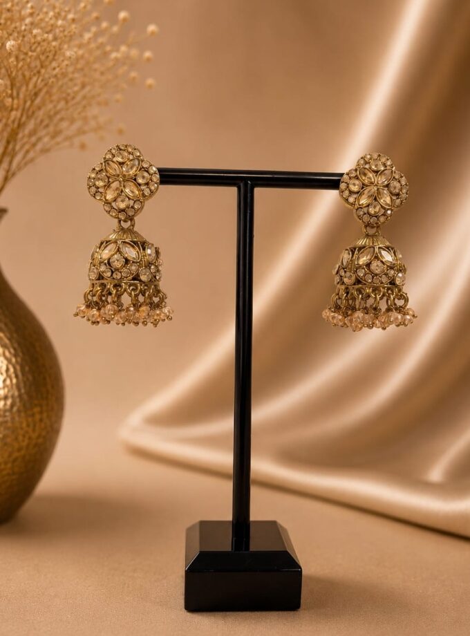 Jhumka - Goud met champagnekleur 045