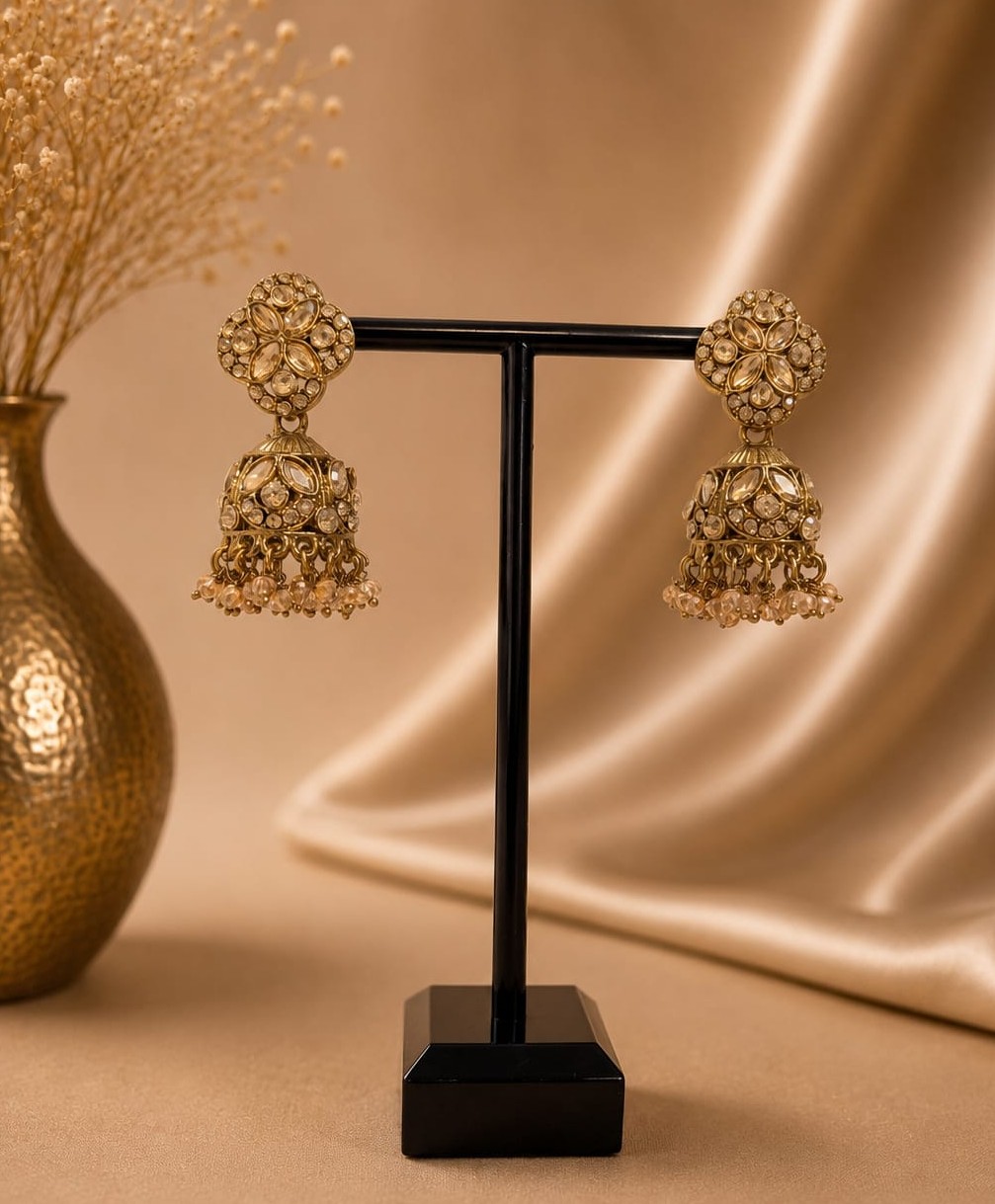 Jhumka - Goud met champagnekleur 045