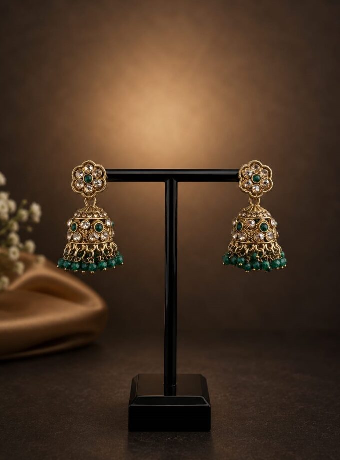 Jhumka - Goud met groen 027
