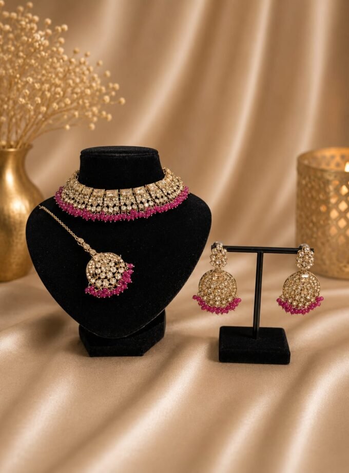Sieradenset 2040- Goud met fuchsia