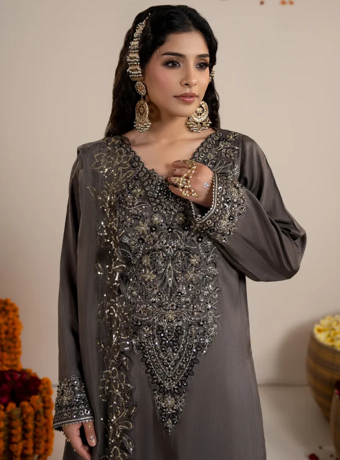 Zarqun raw silk sharara 1358- 3 delig