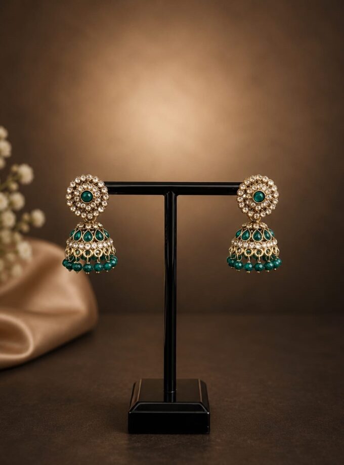 Jhumka - Goud met groen 023