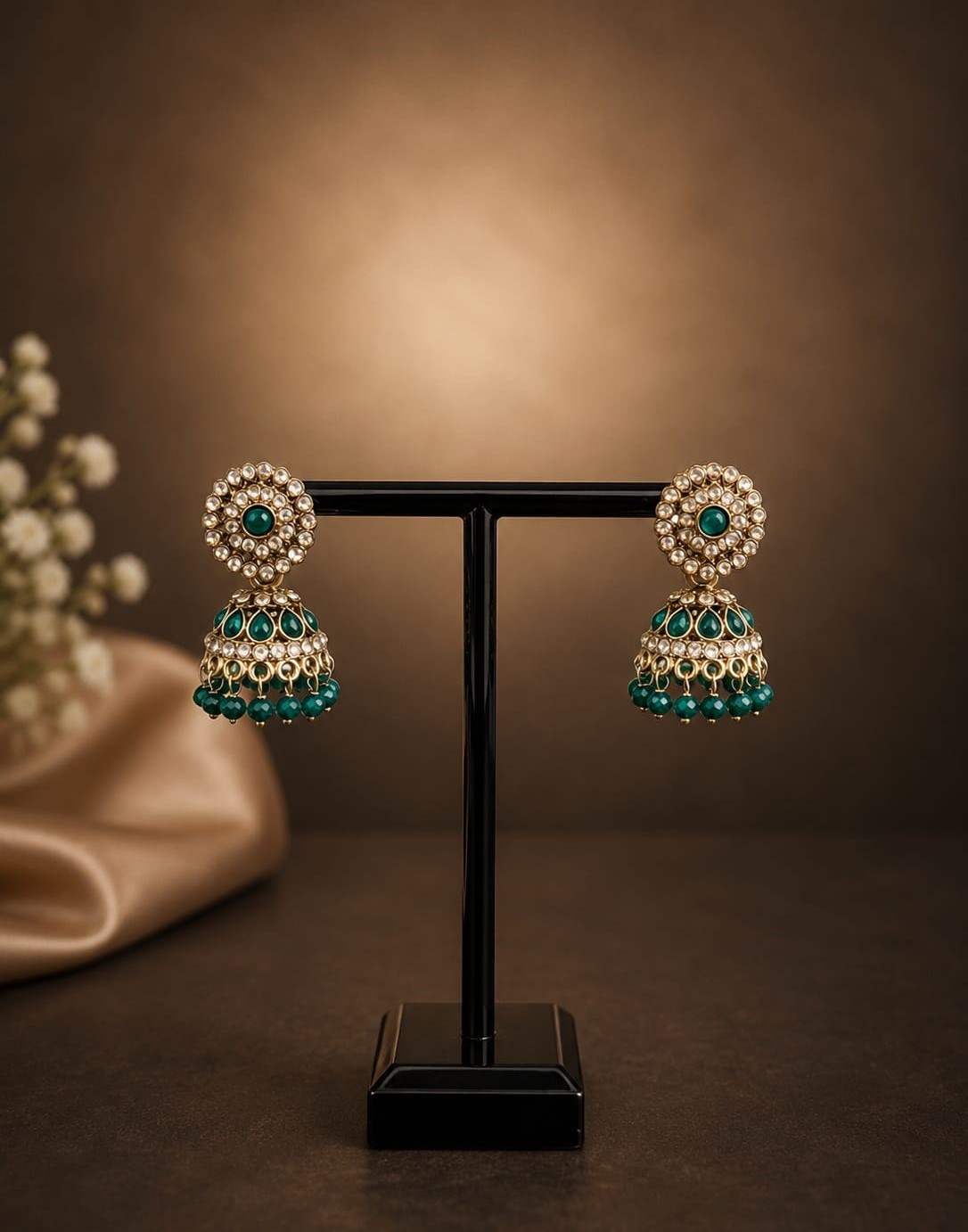 Jhumka - Goud met groen 023