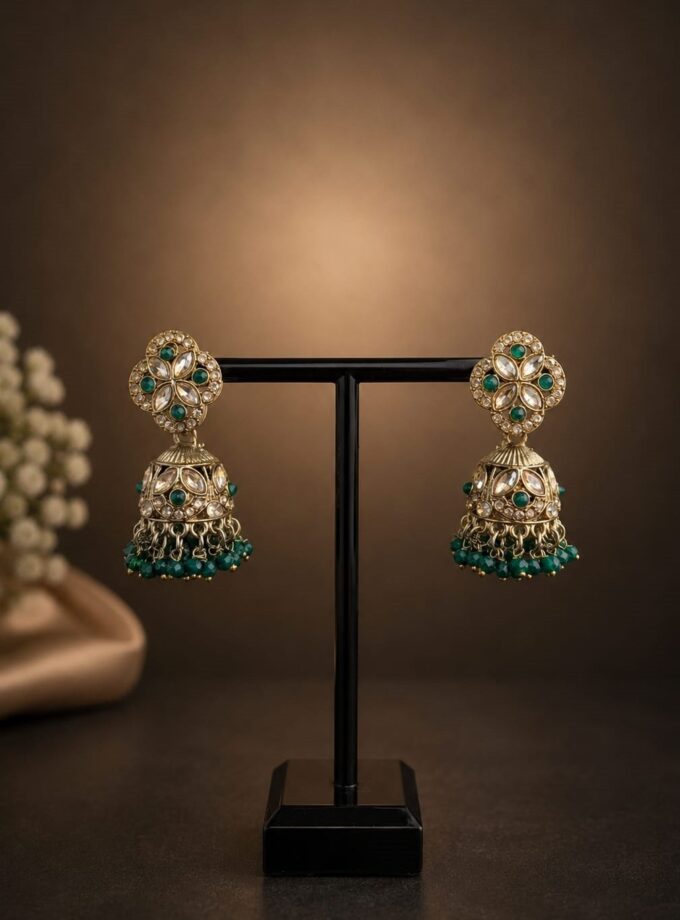 Jhumka - Goud met groen 024